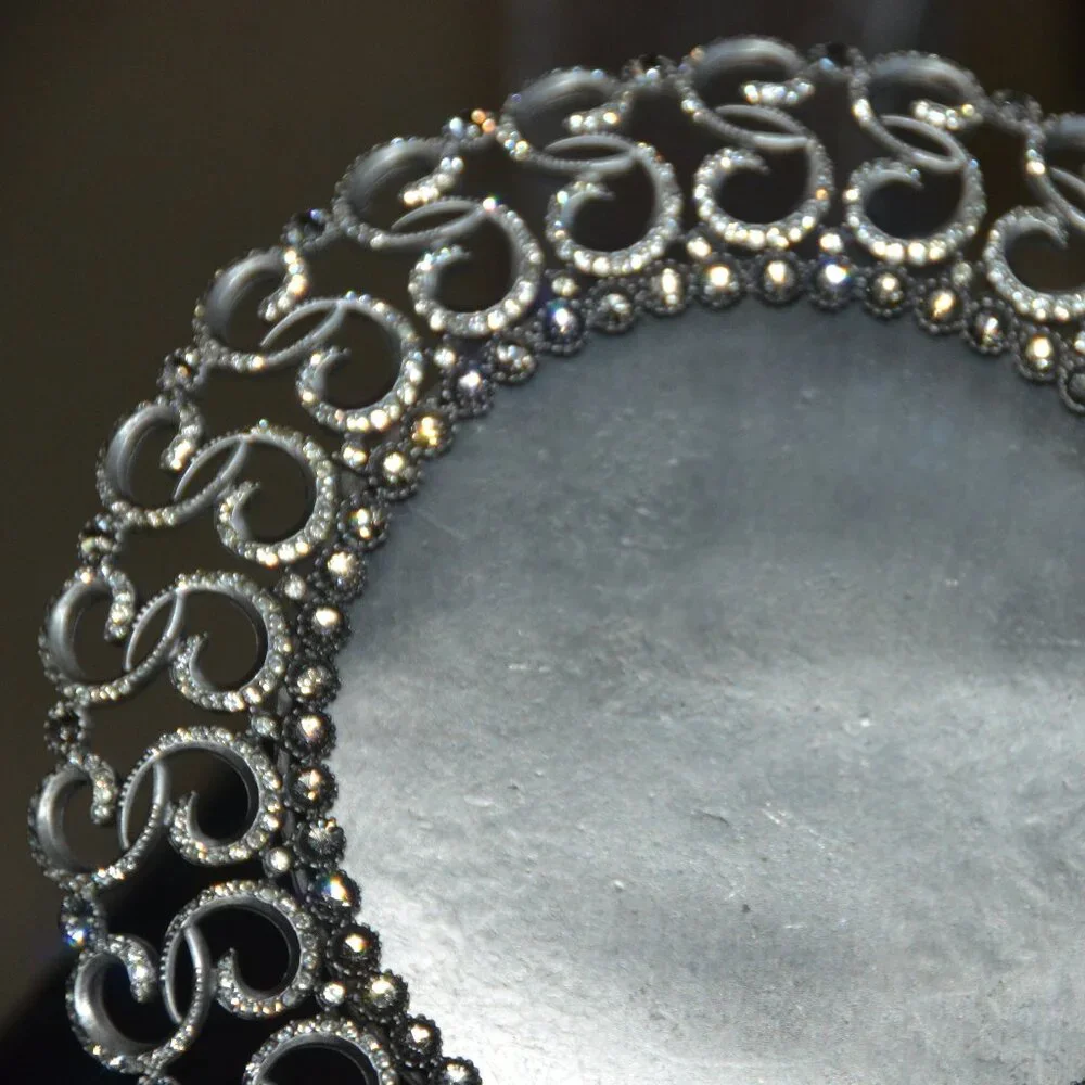 RETIRED JAY STRONGWATER KARYSS DUCHESS PAISLEY LACE SILVER CRYSTAL ENAMEL FRAME